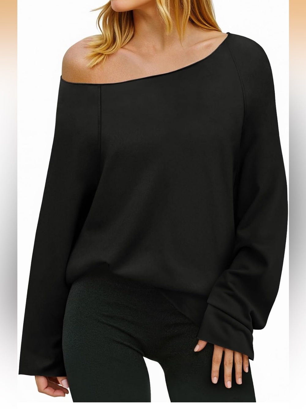 Women’s Off-Shoulder Black Sweatshirt